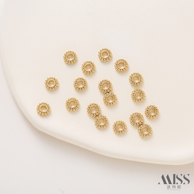Ancient gold color protection large hole snowflake spacer hot wheel spacer DIY handmade jewelry accessories 14K gold-wrapped loose beads