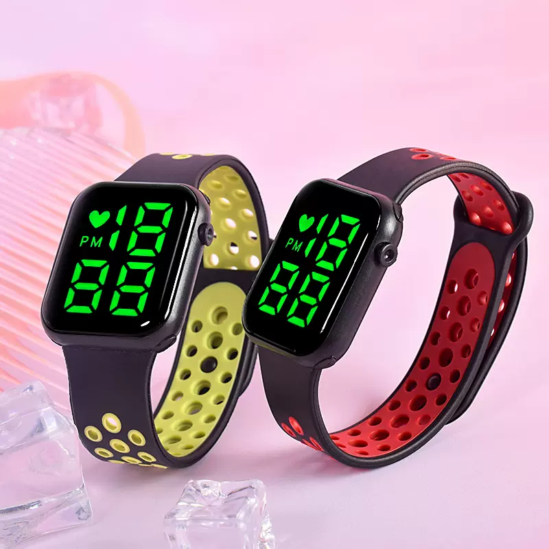 新款LED电子手表现货小方块男女学生网红ins风运动儿童电子表批发