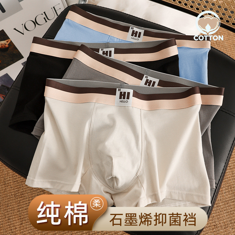 Plus Size Men's Underwear Antibacterial Youth Pure Cotton Underwear Cotton Breathable Mid-Waist Trendy Boxer Shorts Shorts