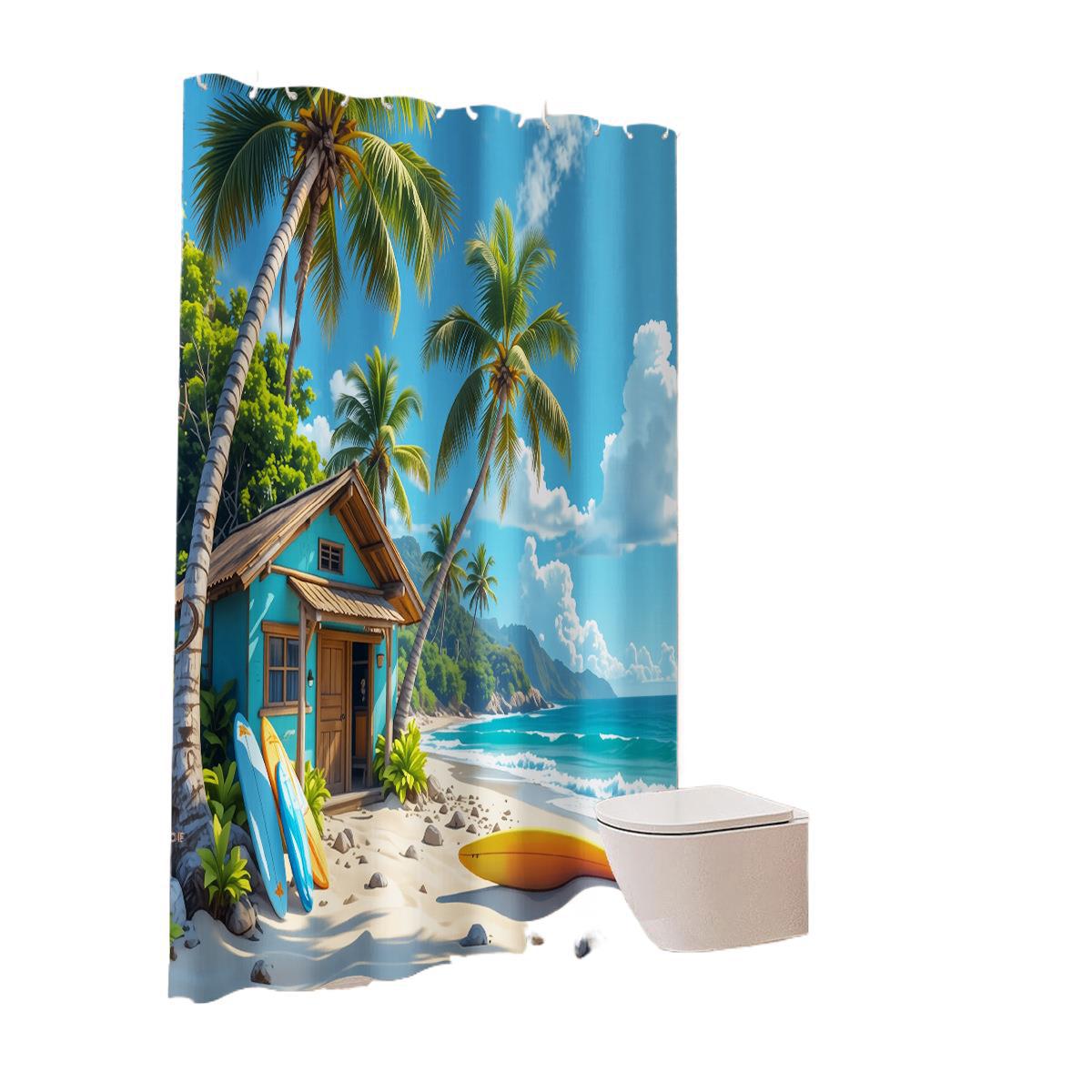 Wasserdichter Duschvorhang für Badezimmer, kein Bohren erforderlich, einfache Montage, wasserdicht und schimmelresistent, geeignet_voghion.com
