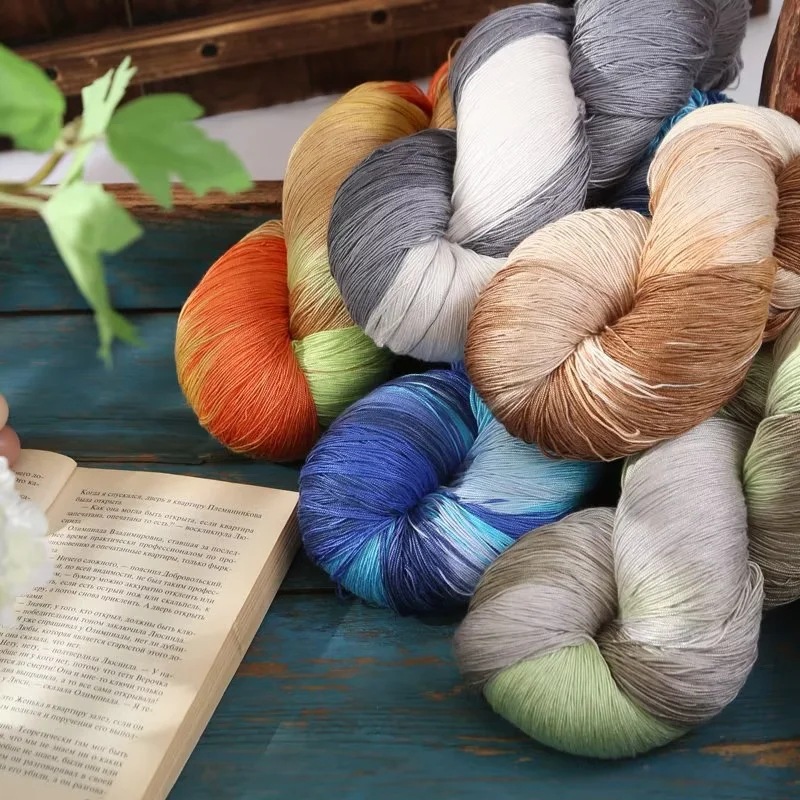 손으로 염색 한 멋진 세그먼트 염색 레이스 실 핸드 diy 짜여진 고급 울 크로 셰 뜨개질 손으로 짠