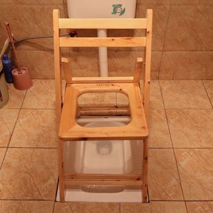 Folding Solid Wood Toilet Chair for the Elderly, Pregnant Women, Toilet Stool, Patient Stool Seat, Wooden Toilet Stool for Home Use