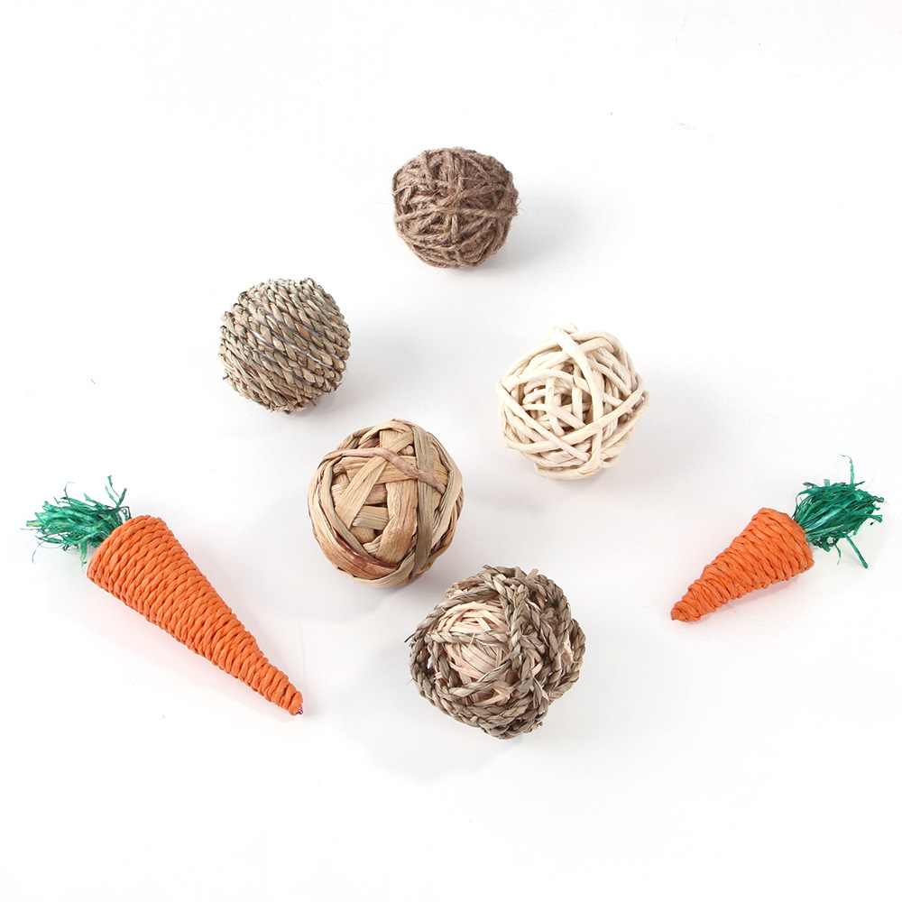 80g Weight Wood, Grass Material Geometric Pattern All Seasons Season Simple Style Style New Pet Hamster Rabbit Totoro Toy Aquatic Plant Weave Play Molar Toy 6