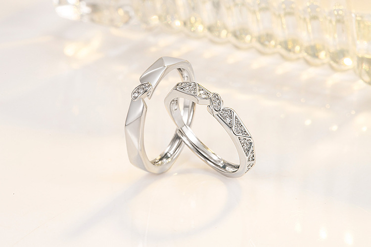 Couple Gender Fashion Geometric Copper Plating Zircon Open Ring