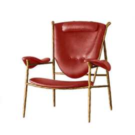 中古风主人酋长椅客厅休闲侘寂风设计师复古实心锻打铁艺单人沙发