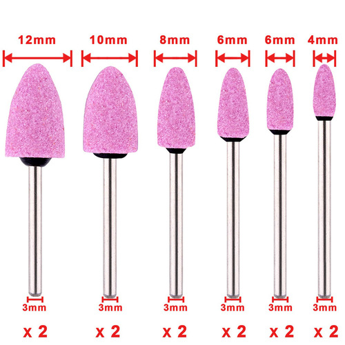 3mm handle diameter, 24 pieces of vermicelli emery grinding head with handle, rotary grinder with handle, used for metal grinding and polishing