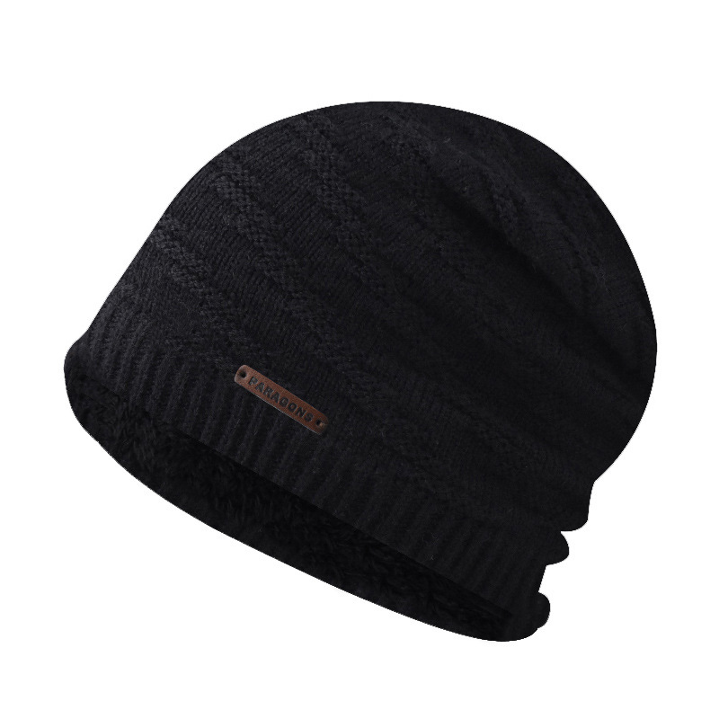 Invierno forrado de lana caliente hombres al aire libre sombrero de lana bordado conjunto sombrero de punto de lana forrado sombrero de invierno image 11