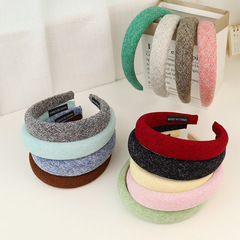 跨境高級感氣質百搭海綿細發箍高顱頂頭箍秋冬壓發新款復古洗臉