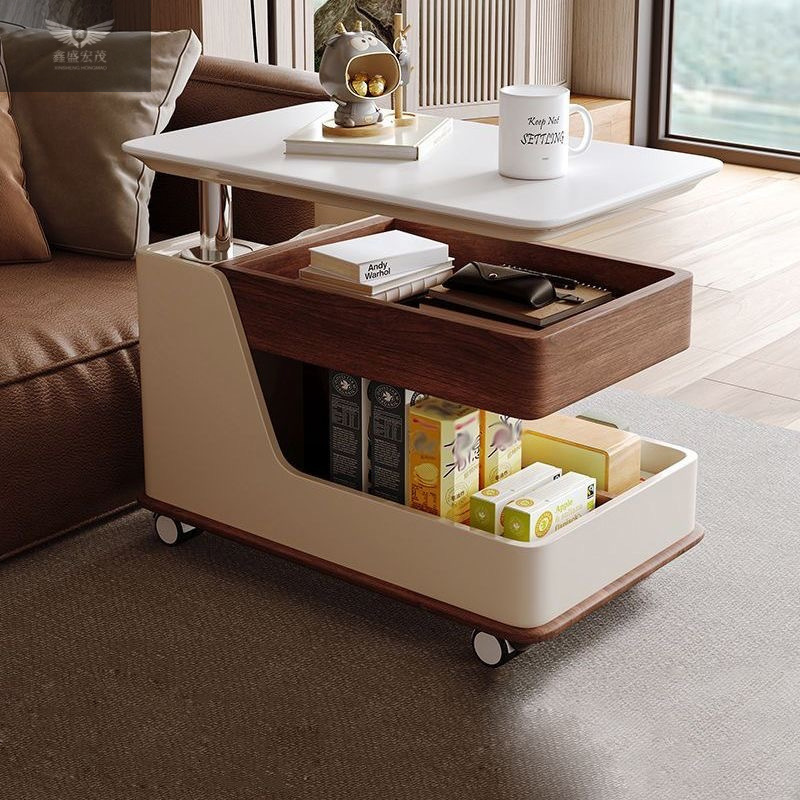 mesa de té móvil multifuncional sofá elevación giratoria mesa pequeña carro sala de estar casa pequeña casa tabla de roca