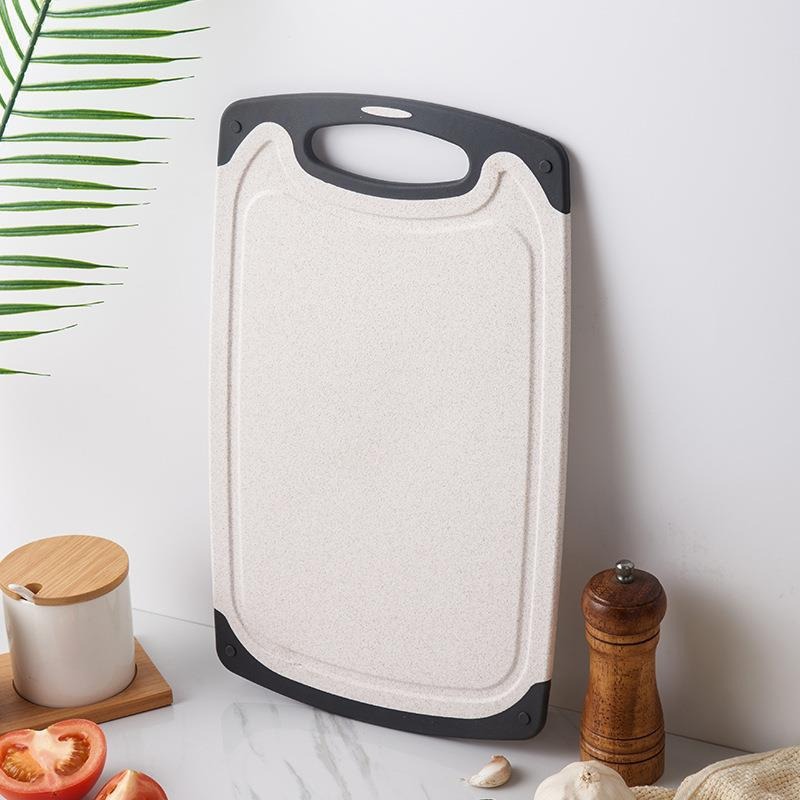 Set de tres piezas de tablero de corte de plástico de paja de trigo de doble cara y tablero de corte de tablero de mesa para cocina
