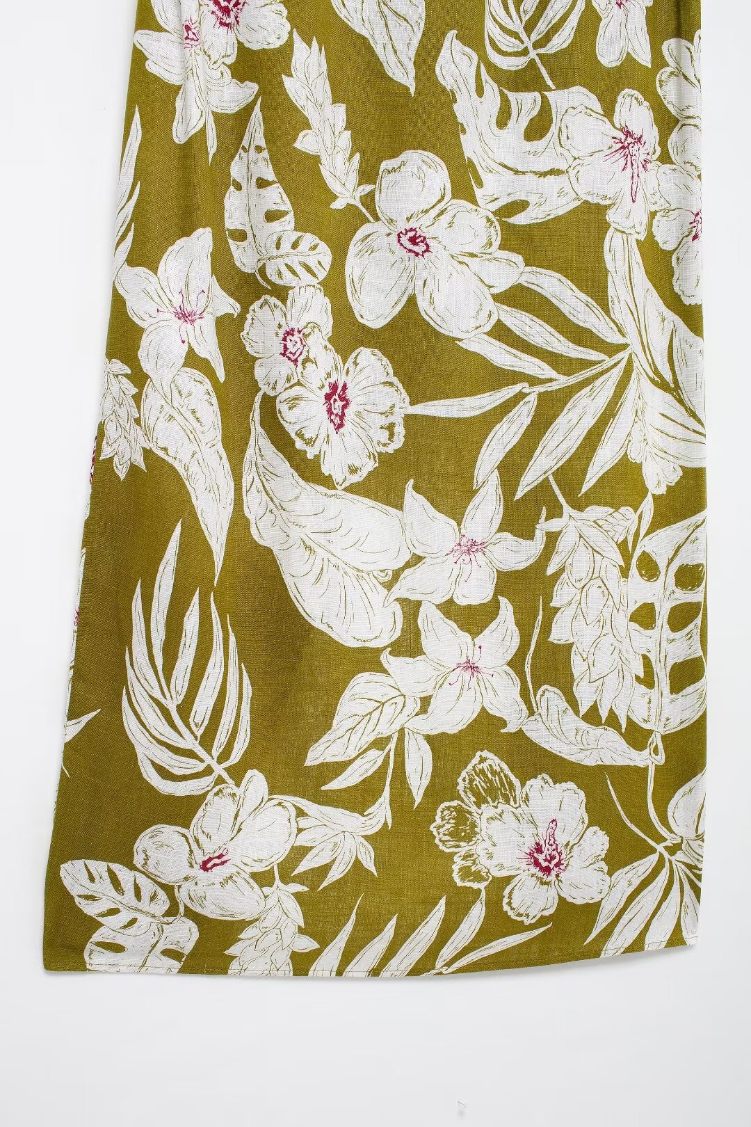 Women's linen blend flower print suit jacket pants dress set_voghion.com