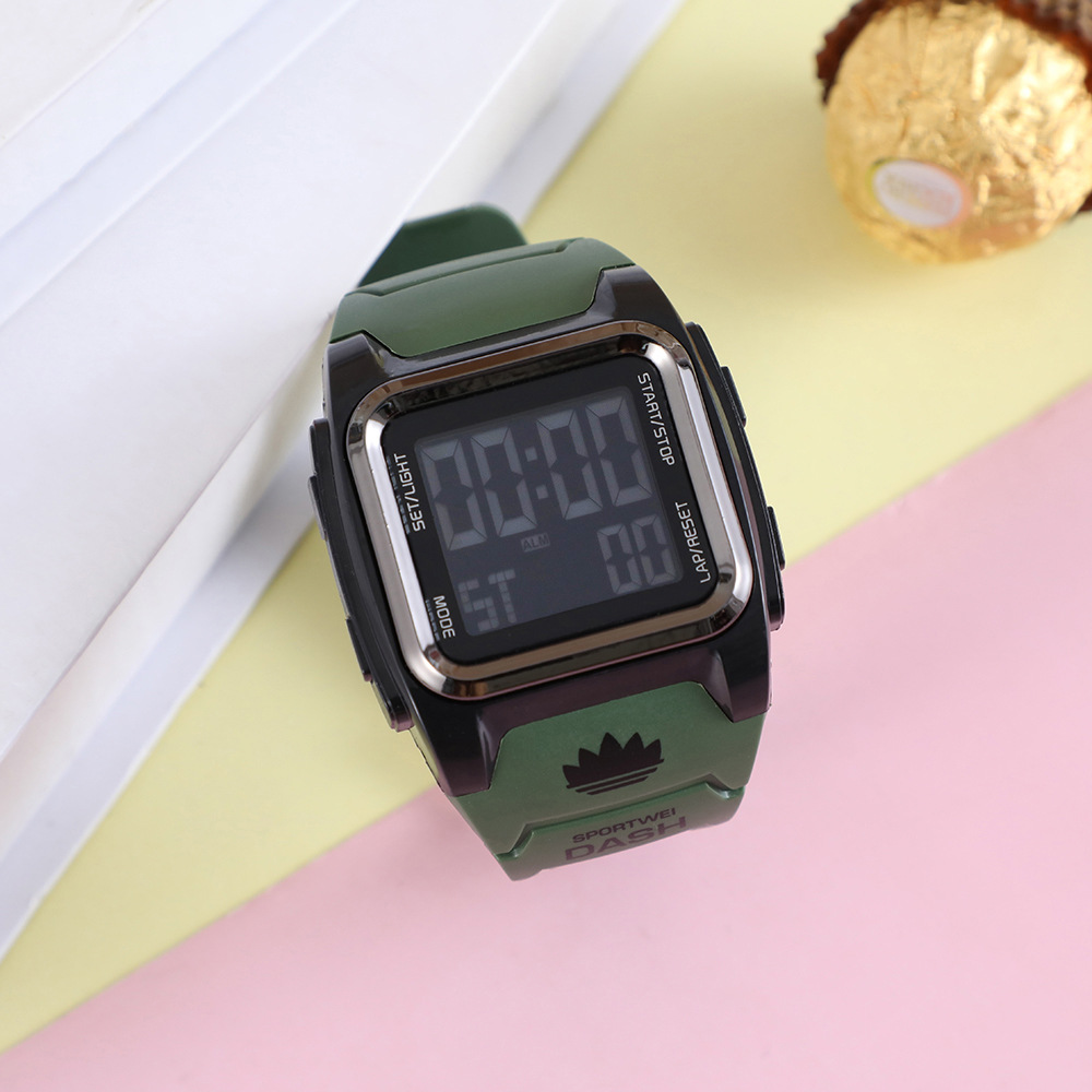 Juventud cuadrado retro reloj electrónico impermeable niños y niñas personalidad simple deportes multifuncional reloj electrónico tendencia