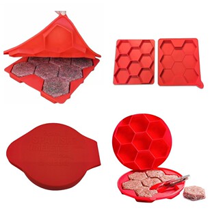 Silicone Square 8 Hole Burger Meat Mold Round 7 Hole Meat Mold Creative DIY Burger Meat Cake Sizing Tool