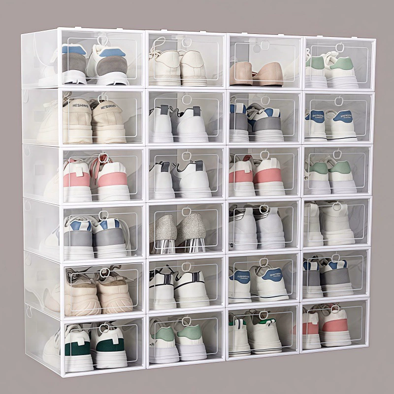 Shoes, storage box, storage system, simple comfortable footwear, increased thickness