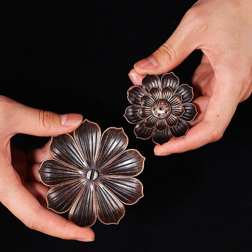 Wholesale copper alloy lotus incense holder porous wire incense burner household Buddhist Zen aromatherapy disc incense burner incense disc