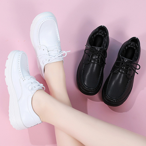  Nurse Shoes Women's Soft Bottom White Black Work Shoes Flat Bottom Comfortable Lightweight Breathable Cross-border Casual White Shoes 