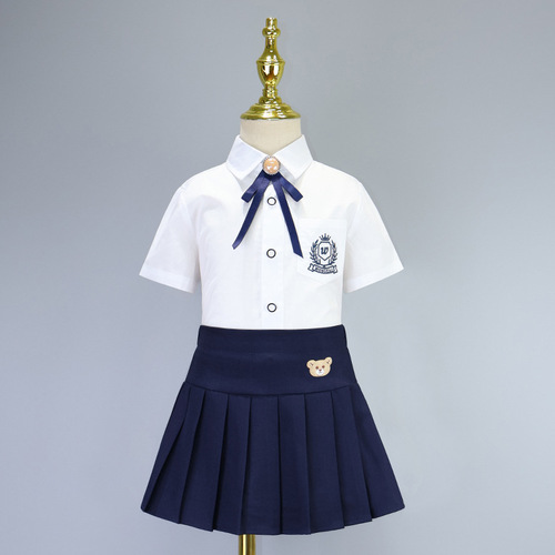 School uniform for primary school students, kindergarten children's uniforms, children's class wear, performance in English style, boys and girls' shirts, campus clothing.