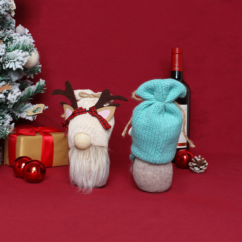 Kerst knutsel decoraties Kerstpop Rudolf pop decoratie gebreide gezichtsloze pop vloer essentie_voghion.com