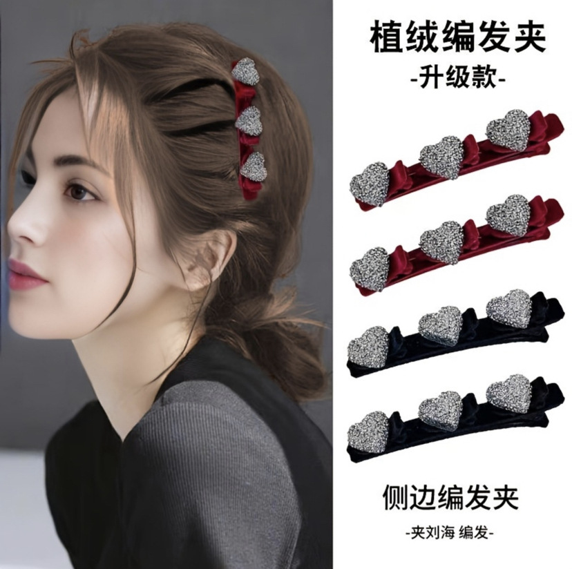 高級感髮夾女植絨側邊編發劉海發卡小號抓夾前額頭髮鯊魚夾子頭飾