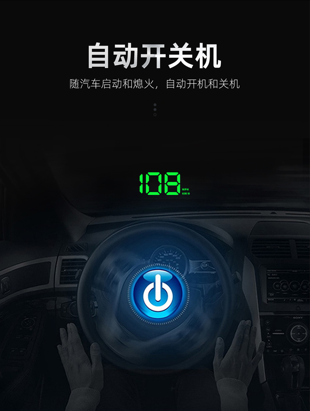 Car Hud Head-Up Display Car Universal Beidou Gps Speed Display Kmh/Mph Hd Projector W2