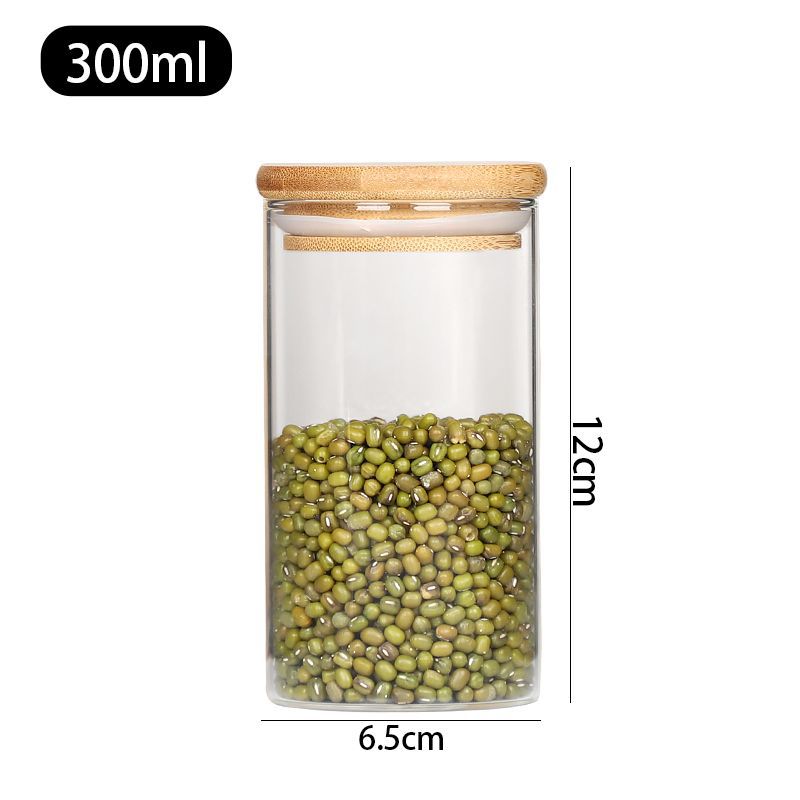 Tanque de sellado de vidrio transparente de alto borosilicato con tapa de granos granos granos de café lata de almacenamiento de vidrio lata de té impresa logotipo