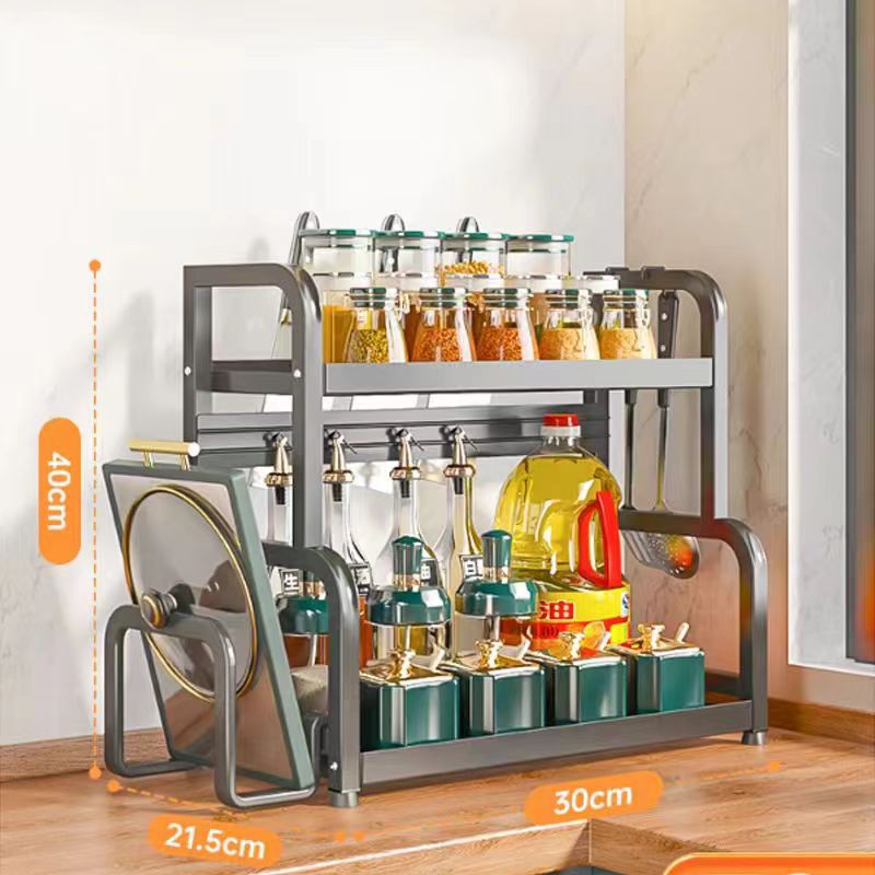 Ash-double-layer length 30 to send 4 hook chopping board holder knife holder