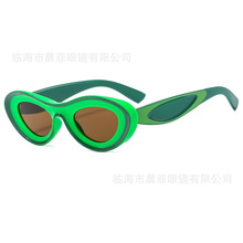 新款欧美时尚男女太阳镜跨境潮流个性小框墨镜凹造型朋克太阳眼镜