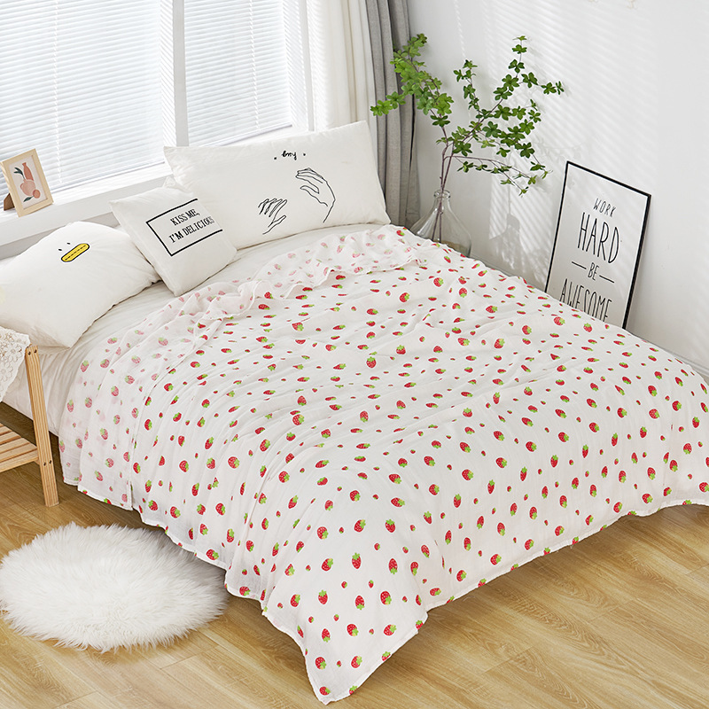 Double-layer gauze quilt 150*200 baby swaddling towel printed children's quilt cover blanket baby products