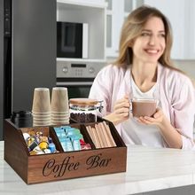 木质咖啡包收纳盒实木分格整理盒桌面咖啡架储物盒调味品收纳盒