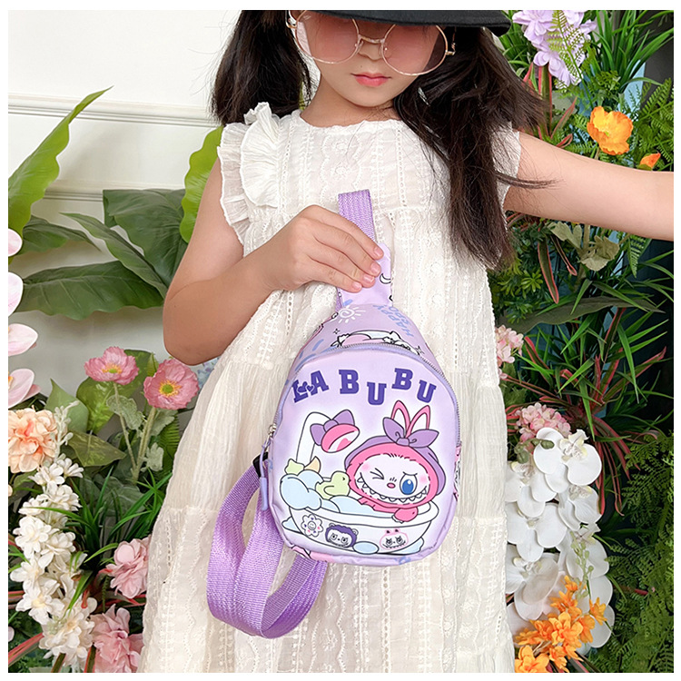Large-capacity children's chest bag with printed patterns, cute cartoon casual single-shoulder crossbody bag for boys and girls, coin purse, trendy baby matching undefined