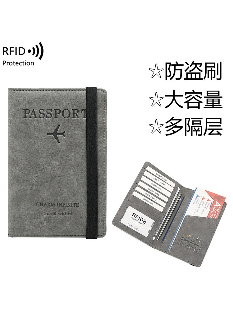 Паспортный держатель дорожный кошелек, RFID‑защита против магнитной идентификации паспорт с отделениями для карт, легкий