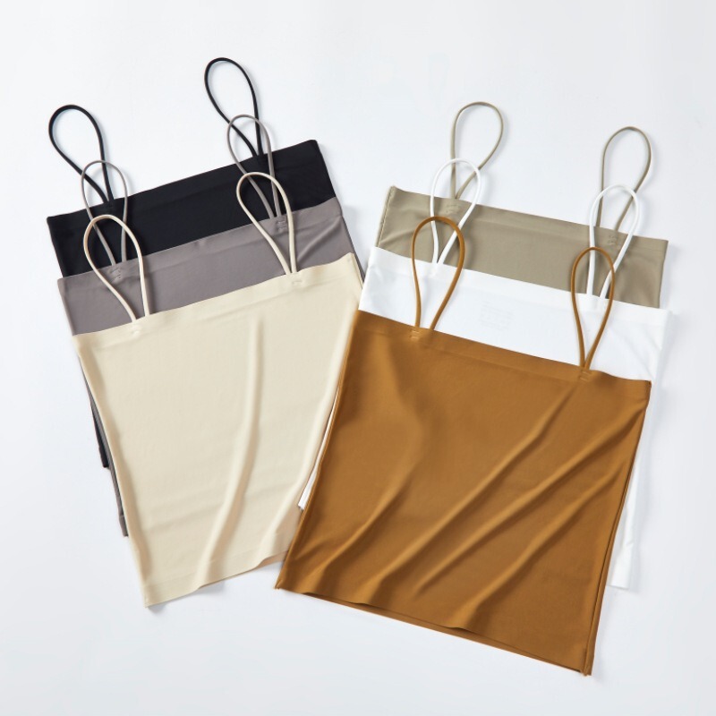 Off-Shoulder Ice Silk Seamless Camisole Vest Women's Summer Thin Inner Wearing Beautiful Back Base All-Match Anti-walking Light Wrap Tube Top