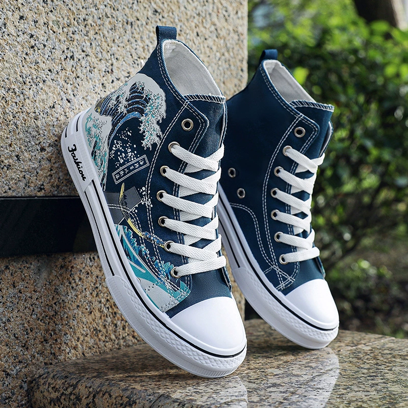 Мужские кеды из канваса на осень 2025 года, высокие, повседневные, модные, универсальные