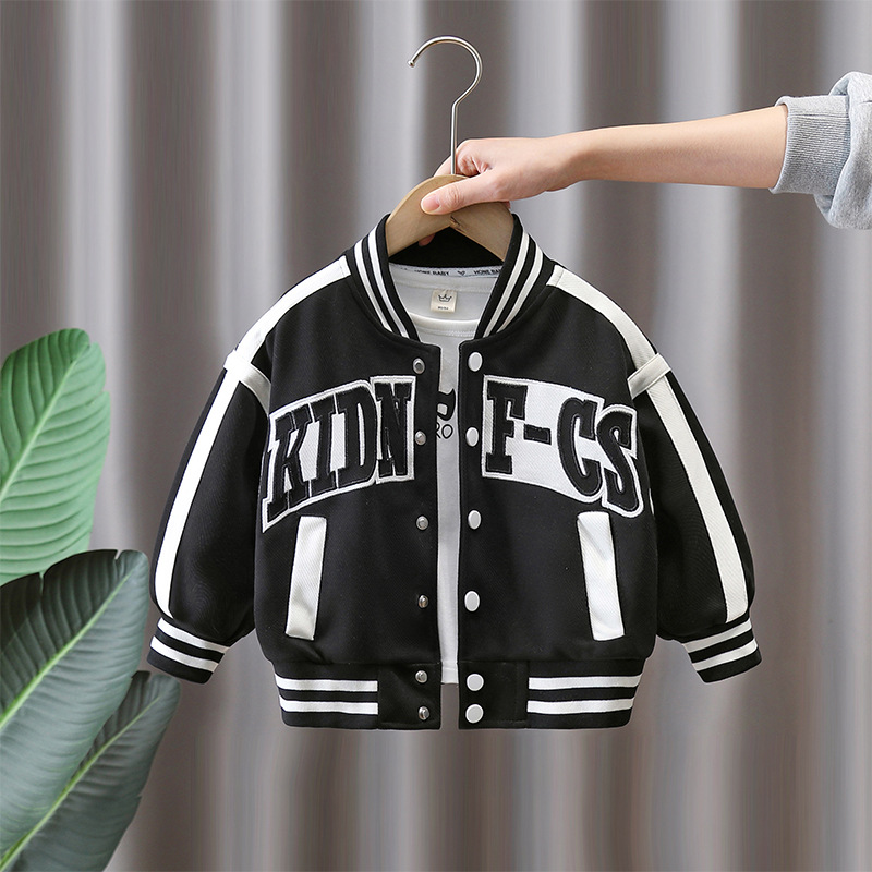 7758 Ropa para niños Chaqueta de uniforme de béisbol para niños 2025 Nueva primavera Chaqueta coreana de moda para niños Cárdigan de primavera y otoño