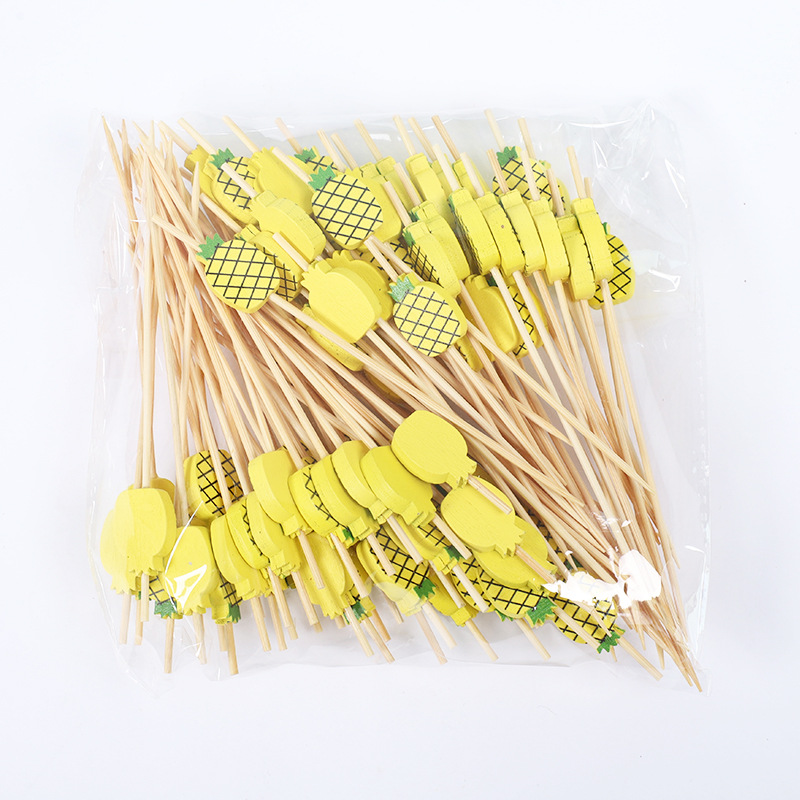 Fruit stick desechable creativo de cóctel plato decoración hamburguesas postres arte palillos de dientes palillos de bambú horquilla de fruta comercial