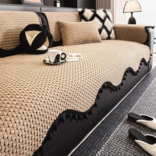 中古风加厚毛绒沙发垫冬2025新款轻奢高级感皮沙发坐垫子防滑盖布