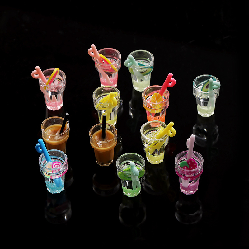 Japanese Sweet Acrylic Resin Fruit Juice Cup Milk Tea Cup Pendant Hand-made DIY Accessories
