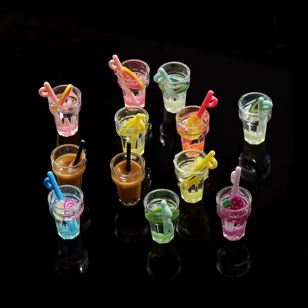 Japanese Sweet Acrylic Resin Fruit Juice Cup Milk Tea Cup Pendant Hand-made DIY Accessories