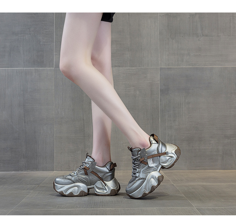 Giày sneaker nữ đế dày platform tăng chiều cao phong cách thể thao thời trang xuân hè 2026 — M2707 màu chì, M2707 màu be, M2707 màu đen chi tiết 18