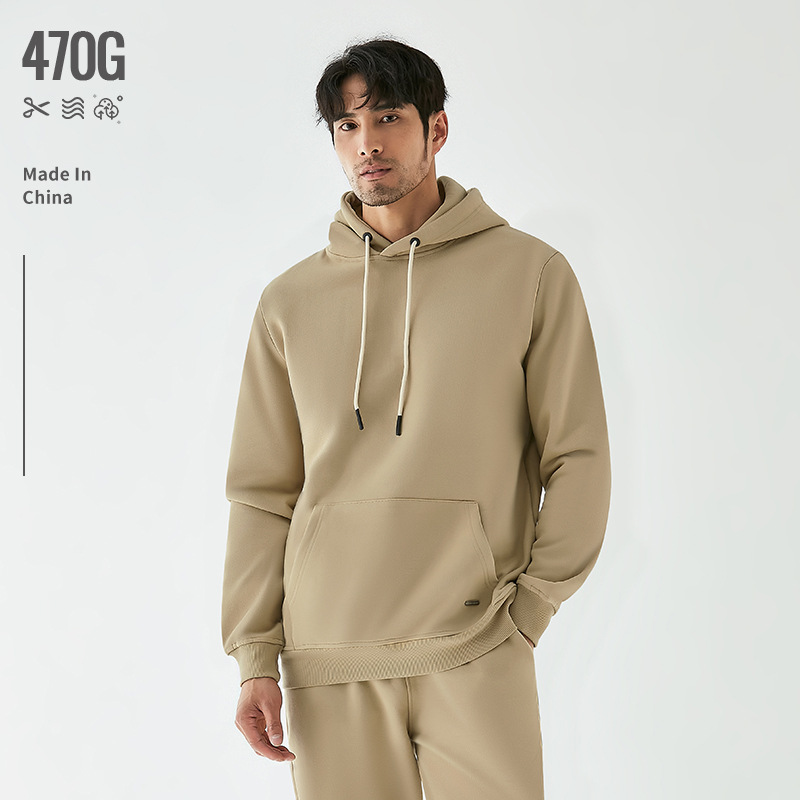 Winter 470g heavy brown hooded long sleeve pullover plus velvet padded American retro solid color men's and women's sweater Winter 470g heavy brown hooded long sleeve pullover plus velvet padded American retro solid color men's and women's sweater