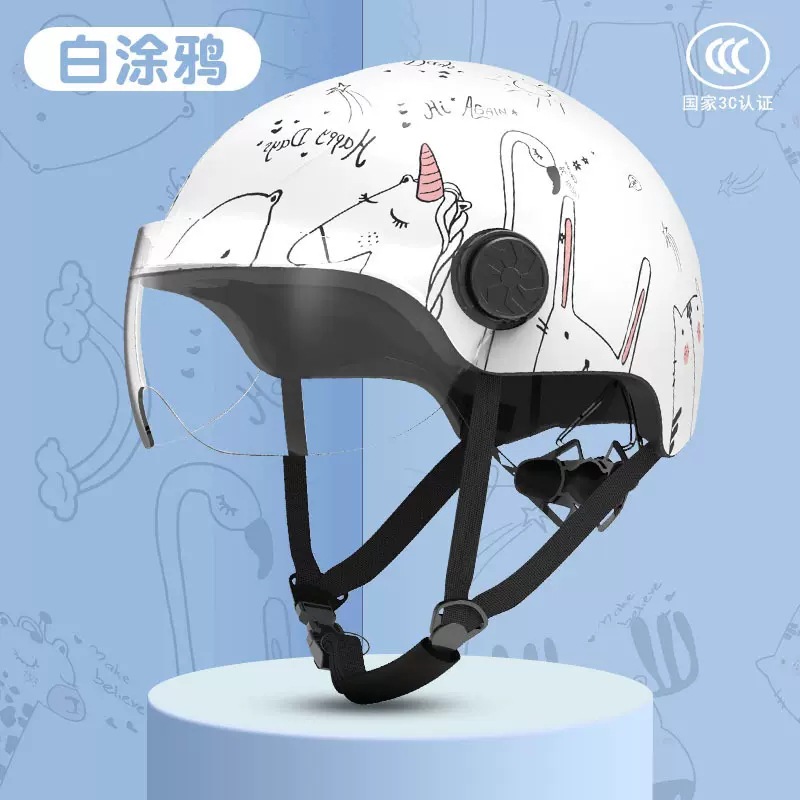 Casco de coche eléctrico para niños Casco de motocicleta de coche de batería para niños y niñas 3C certificado casco de seguridad de dibujos animados para bebés