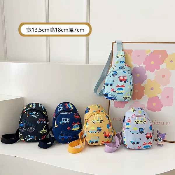 Simple and Cute Graffiti Car Children's Chest Bag 2026 New Trendy Textured Large-Capacity Snack Bag Girls' Backpack