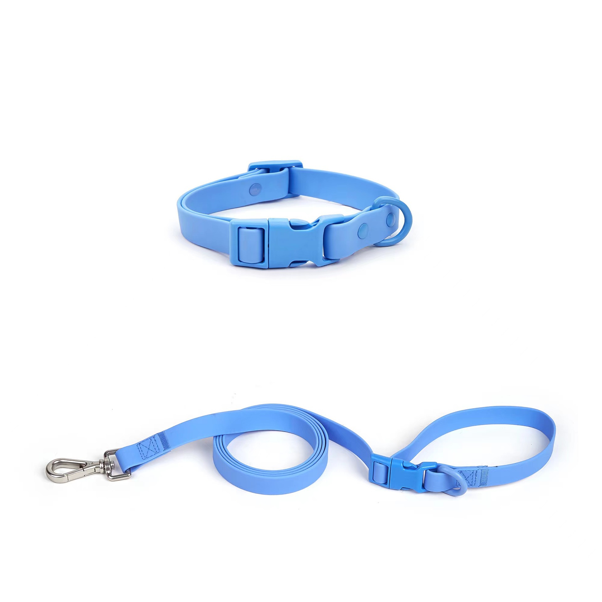 버클 스타일의 하늘색 칼라 견인 세트