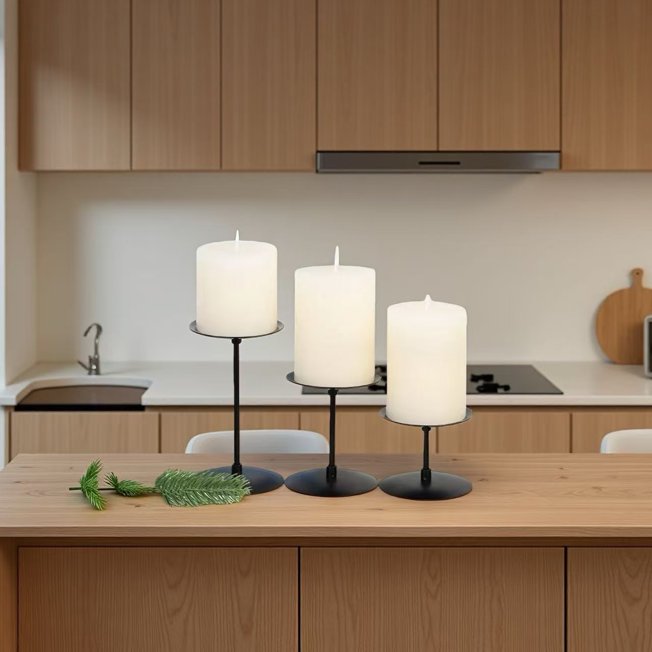 跨境亚马逊复古美式铁艺金属黑色烛台圣诞家居摆件浪漫餐桌蜡烛摆