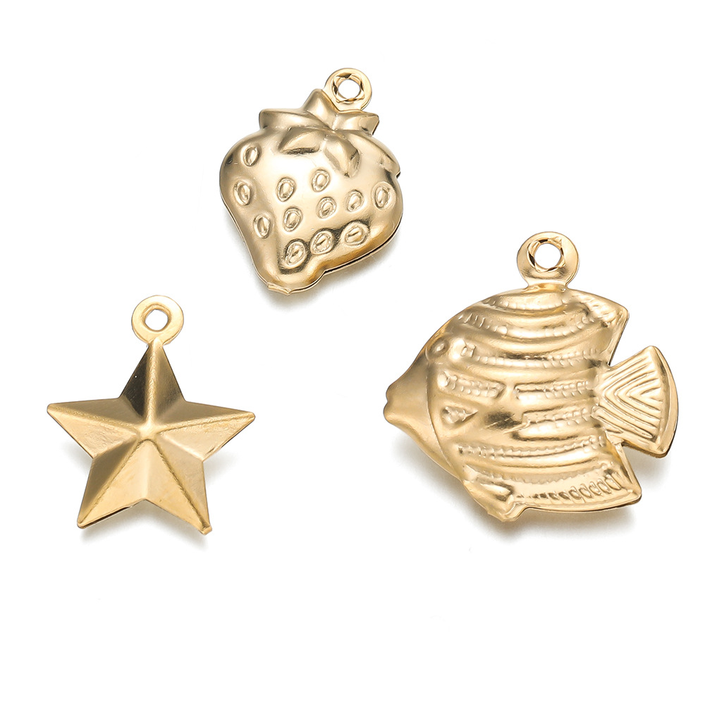 20g Weight Pendant Jewelry Making Type DIY Ornament Accessories Classification 10 PCS/Package Quantity 304 Stainless Steel Material Strawberry, Shell, Fish Pattern All Seasons Season Plating Design Simple Style Style 10 PCS/Package 304 Stainless Steel Strawberry Shell Fish Pendant DIY Ornament Accessories 8