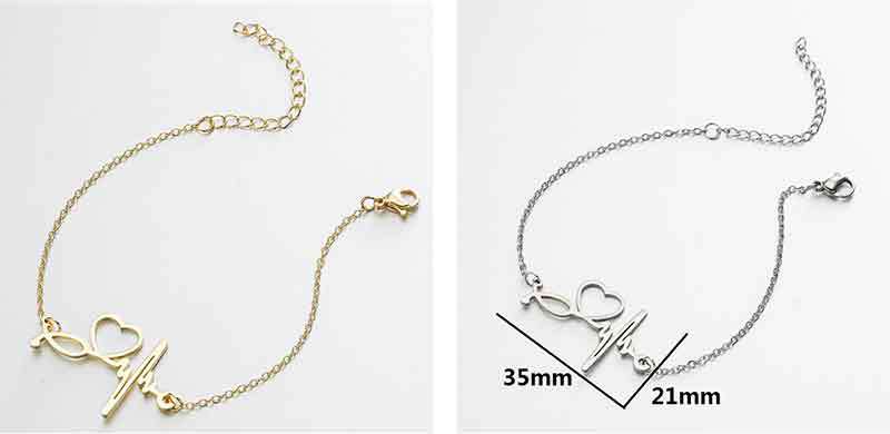 10g Weight PVD Coated 18K Gold Real Gold Plated Heart Shape 201 Stainless Steel Fashion Waterproof Non Tarnish 201 Stainless Steel Bracelets