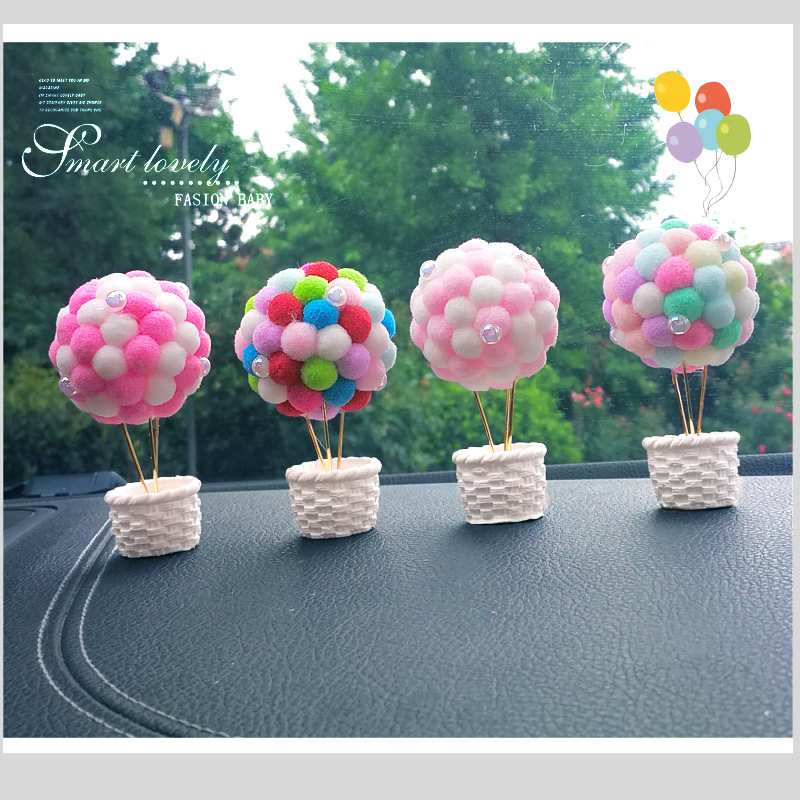 [Globo aerostático] Adornos de coche, decoración de coche, corazón de niña, pompón, lindo coche, accesorios interiores, celebridades de Internet