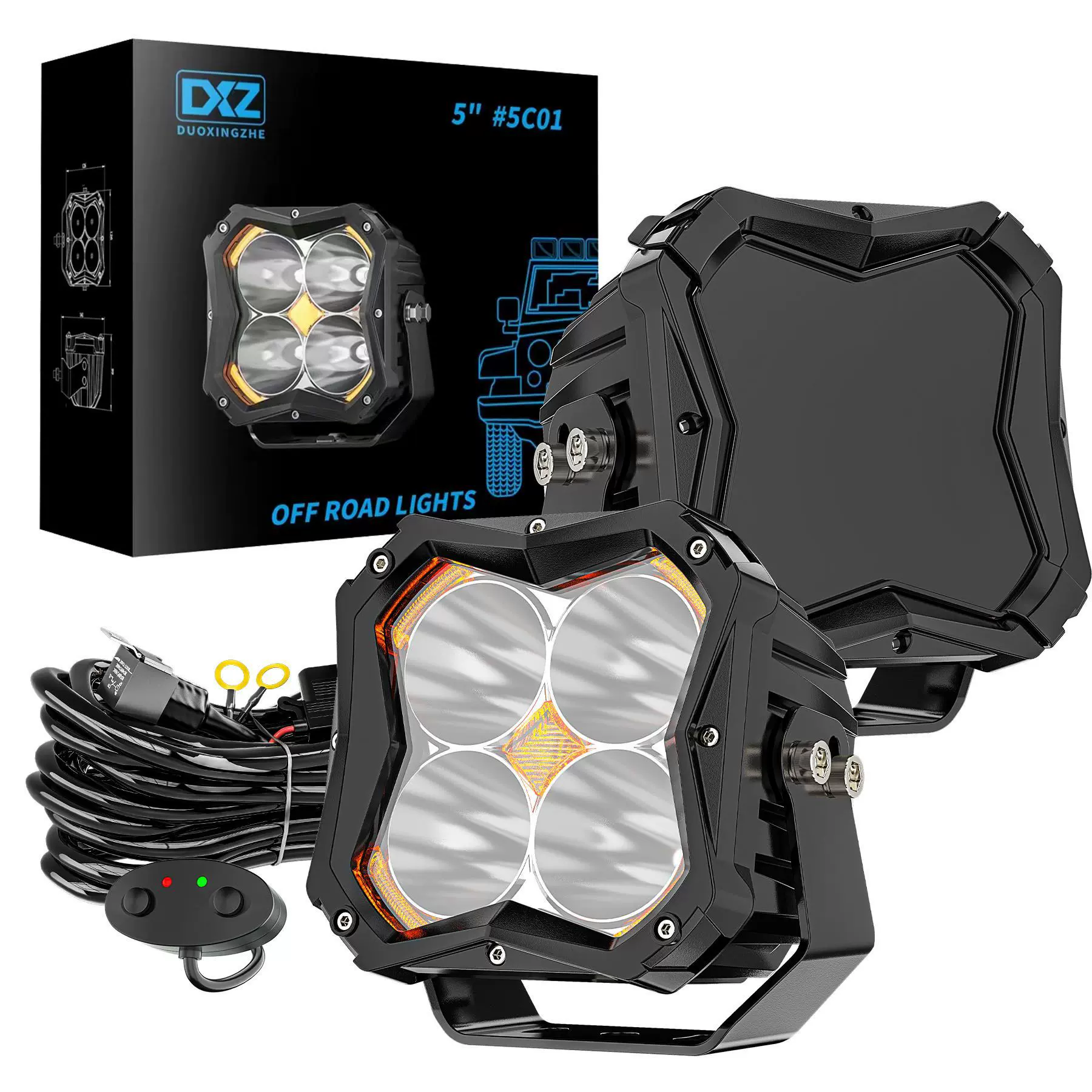 JM新品 5“越野射灯 LED汽车照明改装铺路大灯聚光 工程检修灯