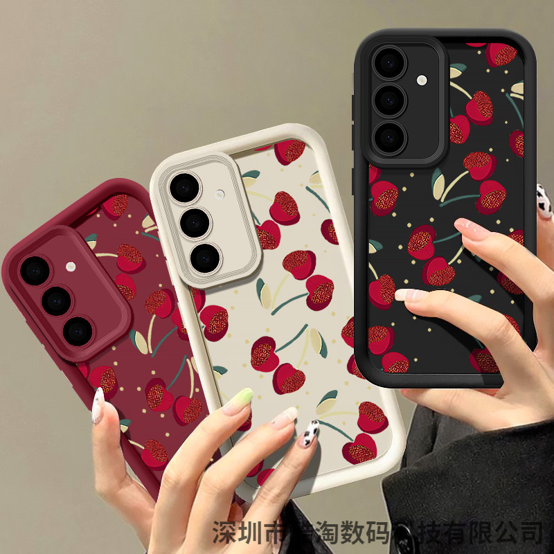 适用S24FE蝴蝶结手机壳三星S25Ultra天眼纯色A26全包防摔保护套