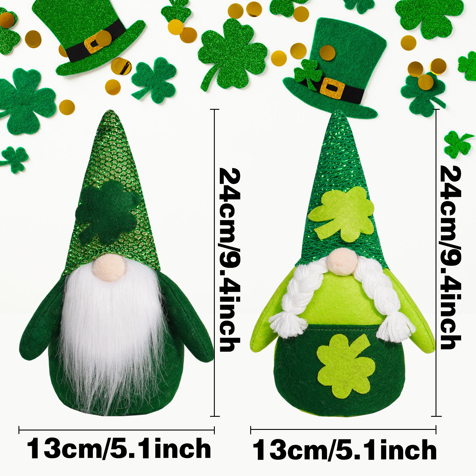 Nuevos productos transfronterizos Día de San Patricio muñecas sin cara decoraciones Festival de hojas verdes trébol piernas largas ornamentos Rudolph